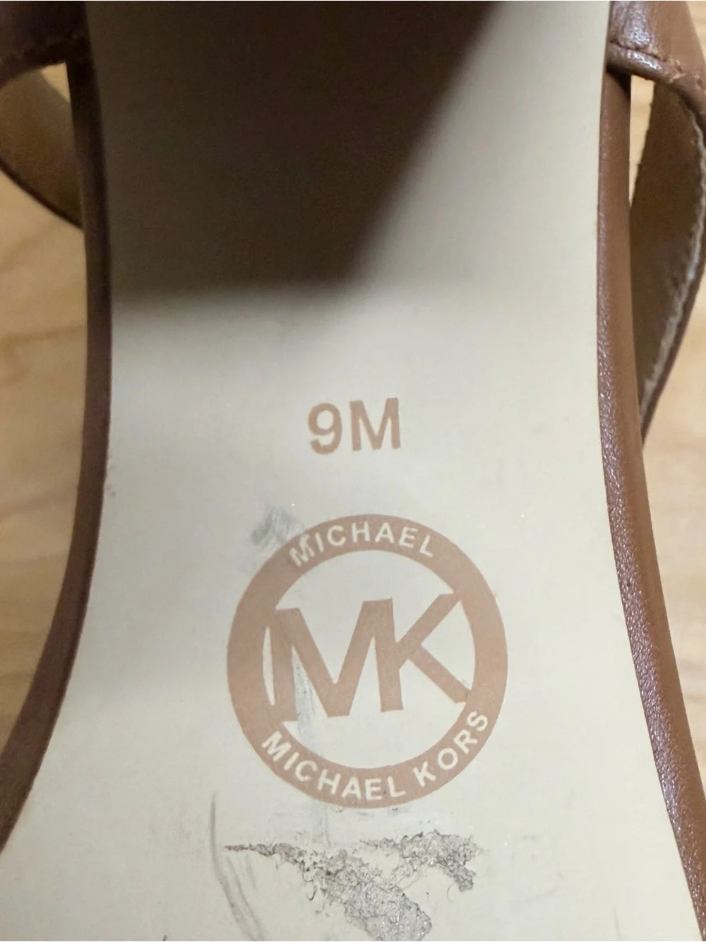 Michael Kors Serena US Sz 9 Flex Leather Ankle-Strap Sandal Brown Open Toe